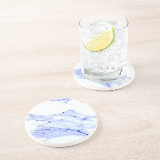 Dessous De Verre En Grès Bleu et Marbre blanc (Côté)