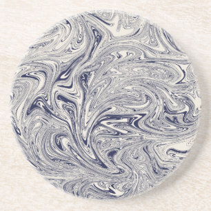 Dessous De Verre En Grès Bleu et Marbre blanc Style simple