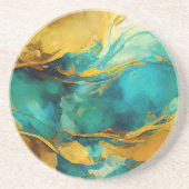 Dessous De Verre En Grès Bleu et or Abstrait tendance (Devant)