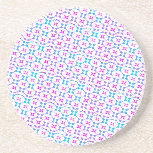 Dessous De Verre En Grès Bleu et rose à motif (Devant)