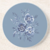 Dessous De Verre En Grès Bleu Floral (Devant)