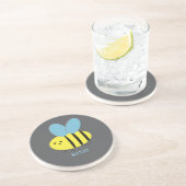 Dessous De Verre En Grès Bleu Gris Abeille (Côté)