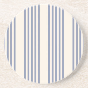 Dessous De Verre En Grès Bleu gris et beige cinq rayures motif