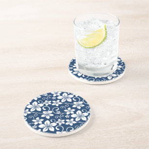 DESSOUS DE VERRE EN GRÈS BLEU HAWAII (BLEU DE LA MARINE)