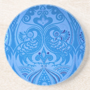Dessous De Verre En Grès Bleu Oriental Peacock Birds