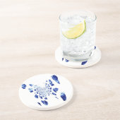 Dessous De Verre En Grès Bleu Papillon ailes (Côté)