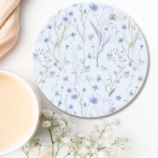 Dessous De Verre En Grès Bleu pourpre joli Fleur sauvage motif floral
