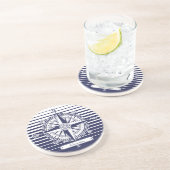 Dessous De Verre En Grès Bleu Rose de boussole (Côté)