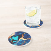 Dessous De Verre En Grès Bleu tendance en or faux marbre (Côté)