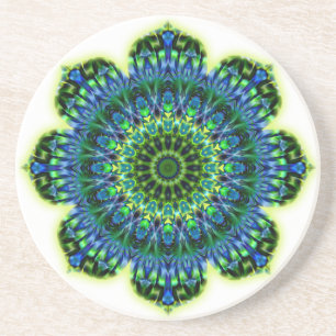 Dessous De Verre En Grès bleu vert mandala