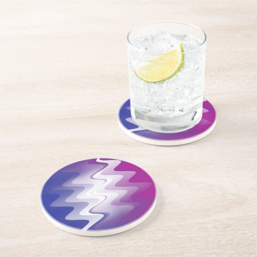Dessous De Verre En Grès Bleu violet blanc (Côté)