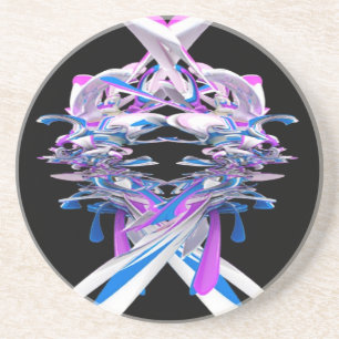 Dessous De Verre En Grès Bleu violet et blanc éclat 3D