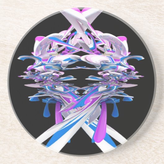 Dessous De Verre En Grès Bleu violet et blanc éclat 3D (Devant)