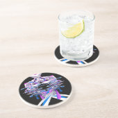 Dessous De Verre En Grès Bleu violet et blanc éclat 3D (Côté)