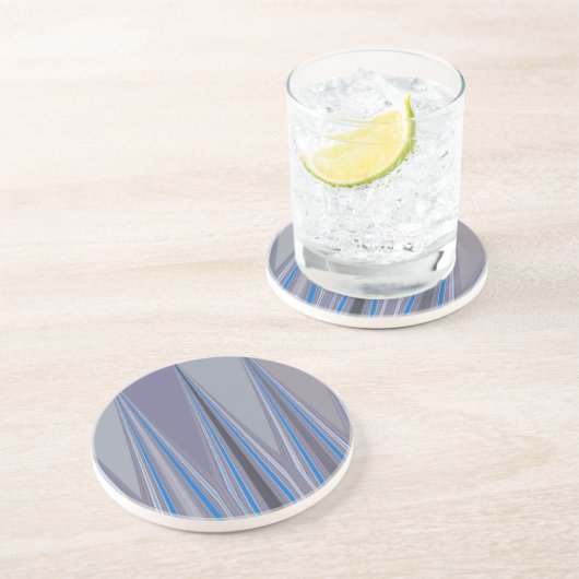Dessous De Verre En Grès Bleu, violet, gris Chevron Art Imprimer (Côté)