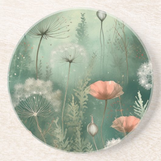 Dessous De Verre En Grès Bliss botaniques : Fleur générée par l'IA (Devant)