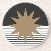 Dessous De Verre En Grès Blocage noir blanc et soleil Brown (Devant)