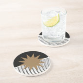 Dessous De Verre En Grès Blocage noir blanc et soleil Brown (Côté)