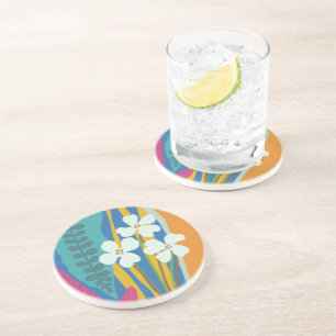 Dessous De Verre En Grès Blocs colorés Floral moderne