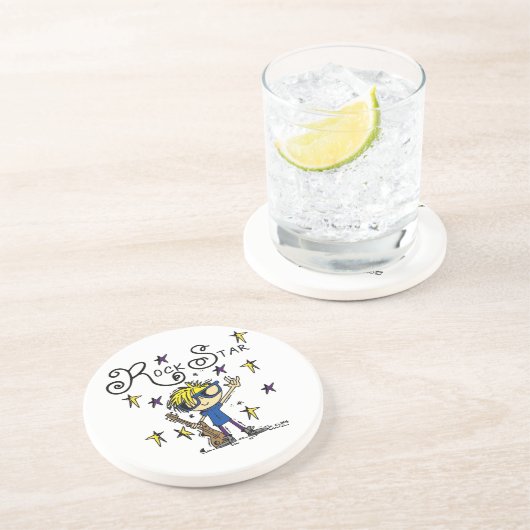 Dessous De Verre En Grès Blond Boy Rock Star (Côté)