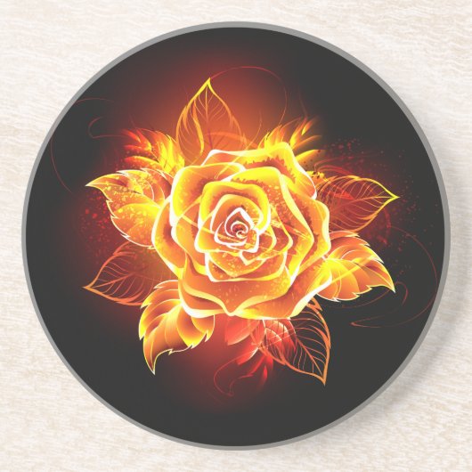 Dessous De Verre En Grès Blooming Fire Rose (Devant)