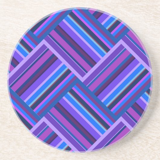 Dessous De Verre En Grès Blue and purple stripes weave (Devant)