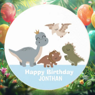 Dessous De Verre En Grès Blue Boho Dinosaur fête d'anniversaire