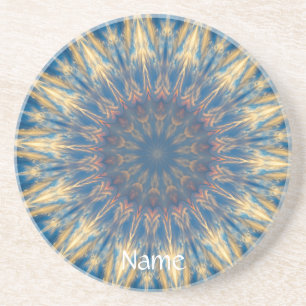 Dessous De Verre En Grès Blue Chakra Kaleidoscope Thunder_Cove