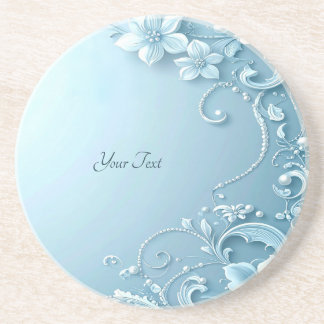 Dessous De Verre En Grès Blue Decorative Floral Sandstone Coaster