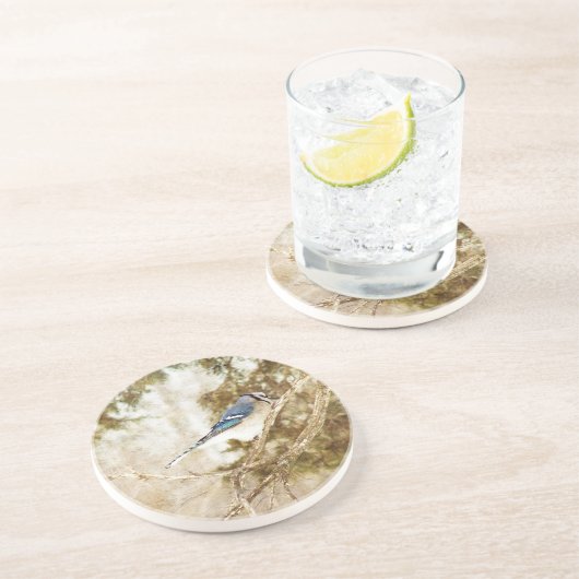 Dessous De Verre En Grès Blue Jay (Côté)