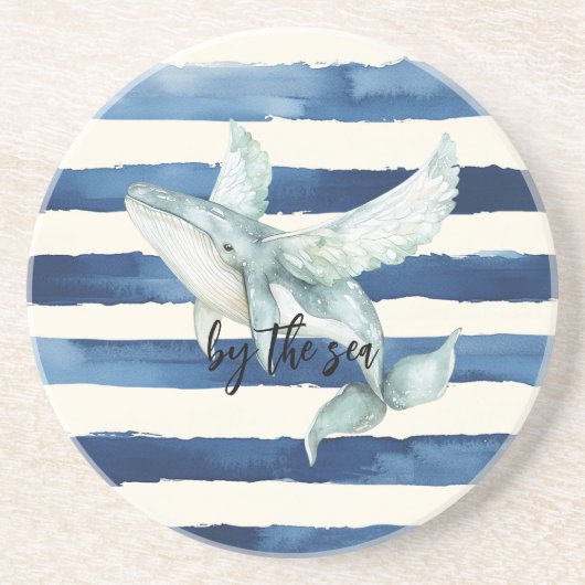 Dessous De Verre En Grès Blue Ocean Whale By the sea (Devant)