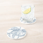 Dessous De Verre En Grès Blue Octopus Cephalopode Kraken Ink (Côté)