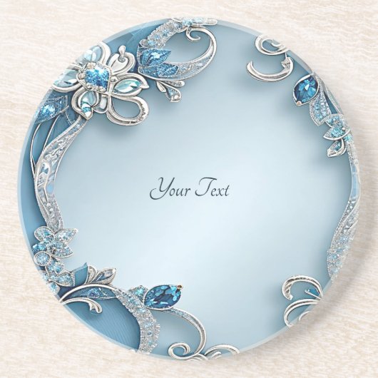 Dessous De Verre En Grès Blue Ornate Floral Sandstone Coaster (Devant)