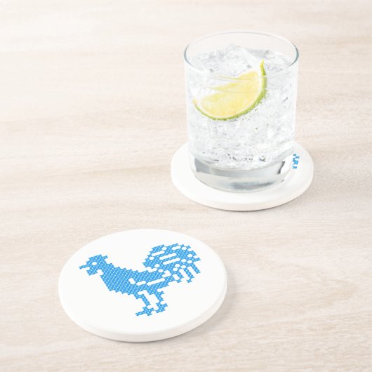 Dessous De Verre En Grès Blue Rooster (Côté)