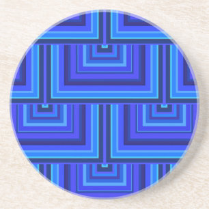 Dessous De Verre En Grès Blue stripes square scales pattern