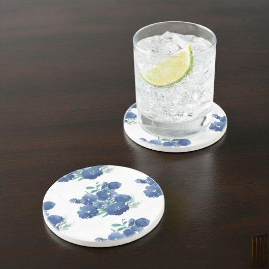 Dessous De Verre En Grès Blue Watercolor Round Coaster