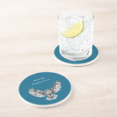 Dessous De Verre En Grès Blue White Owl (Côté)