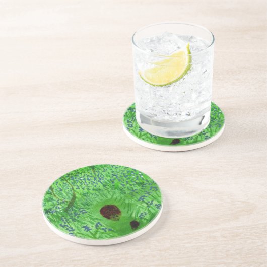 Dessous De Verre En Grès Bluebell Hedgehogs Spring Woodland (Côté)