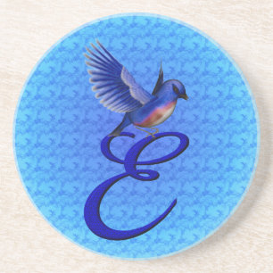 Dessous De Verre En Grès Bluebird Elegant Monogramme Initiale E