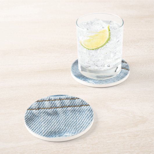 Dessous De Verre En Grès Blues-jean fanées (Côté)