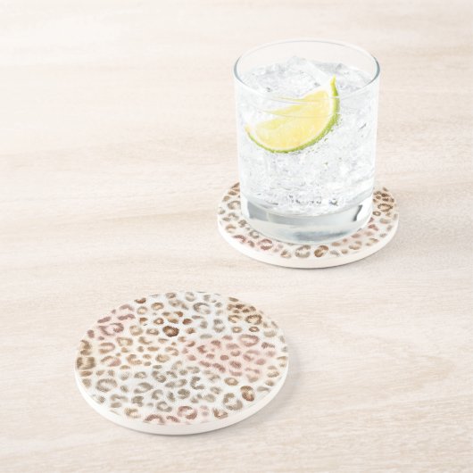 Dessous De Verre En Grès Blush Chic Ivoire Léopard (Côté)