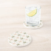 Dessous De Verre En Grès Blush Pink Mint Green Butterflies (Côté)