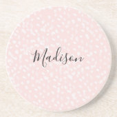 Dessous De Verre En Grès Blush Pink White Spots (Devant)