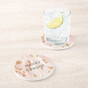 Dessous De Verre En Grès Blush Rose Tan Southwest Faux Cowgirl Cowhie