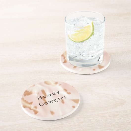 Dessous De Verre En Grès Blush Rose Tan Southwest Faux Cowgirl Cowhie (Côté)