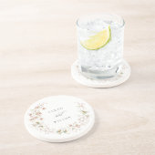 Dessous De Verre En Grès Blush White Rustic Meadow Floral Wreath Mariage (Côté)