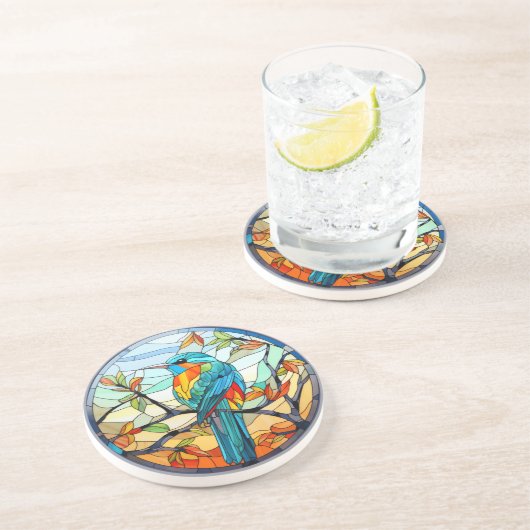 Dessous De Verre En Grès Boeuf de martin-pêcheur en verre doux (Côté)