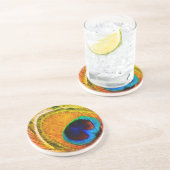 Dessous De Verre En Grès Bohême Peacock Jaune (Côté)