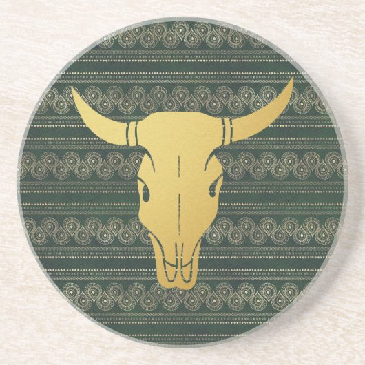 Dessous De Verre En Grès Boho Gold Steer (Devant)