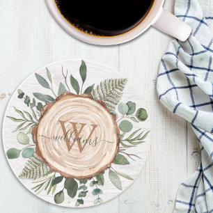 Dessous De Verre En Grès Bois de feuilles de eucalyptus vert Monogram